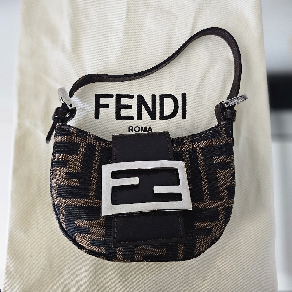 🥐 ​Authentic FENDI Zucca Monogram Canvas Mini Croissant Bag